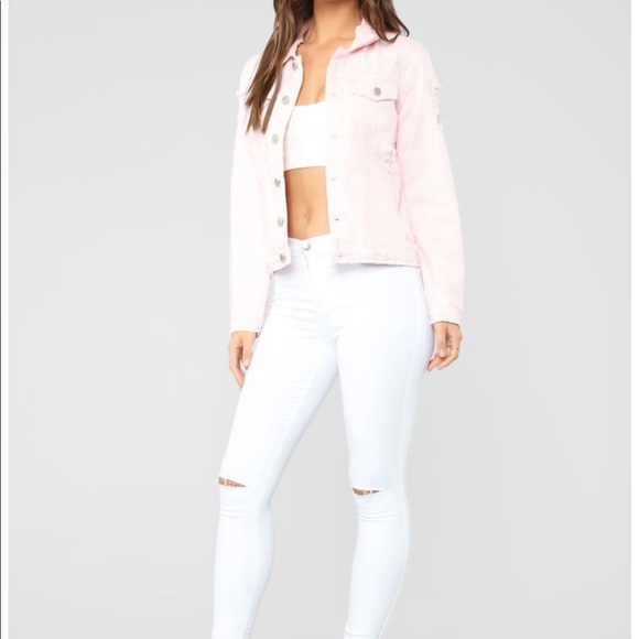 Pink Distressed Denim Jacket - Picture 5 of 7